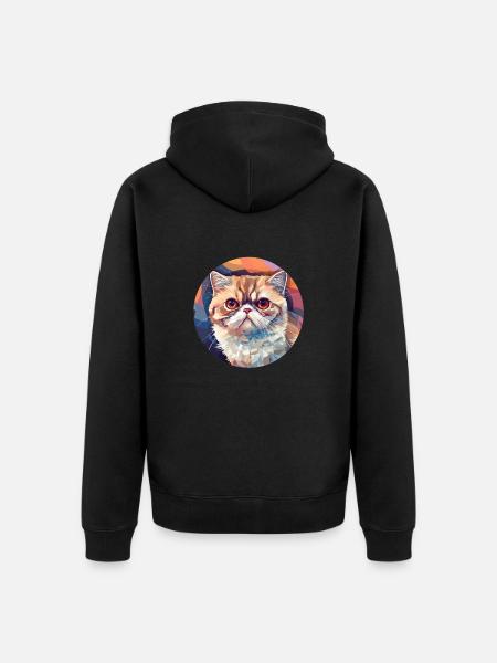 Exotic Shorthair Cat - Unisex Premium Organic Zip Hoodie - black
