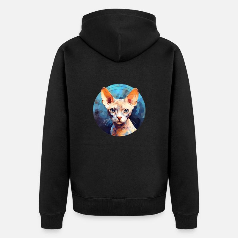 Devon Rex Katze - Unisex Premium Bio Zip Hoodie - Schwarz