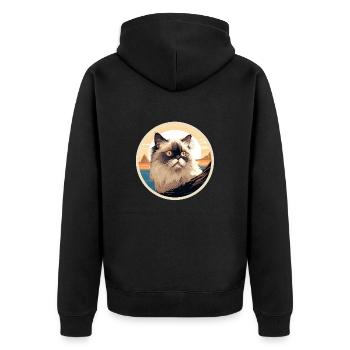 Himalayan cat - Unisex Premium Organic Zip Hoodie - black - Back - Nico (187cm)