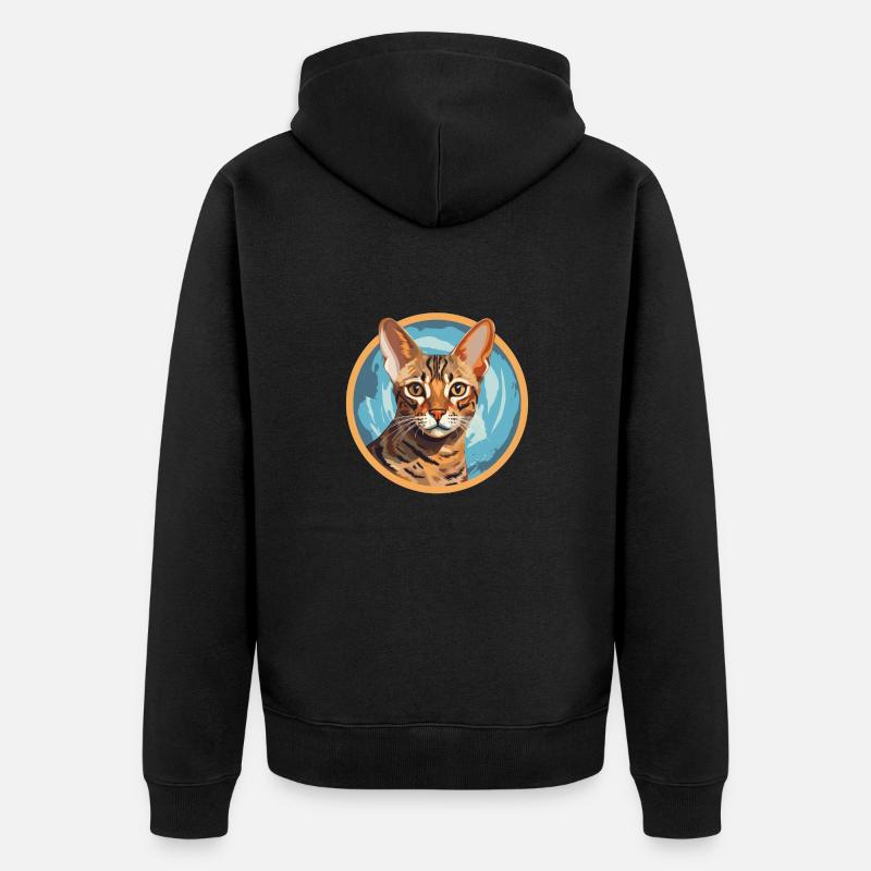 Chat Ocicat - Veste à capuche bio Premium Unisexe - noir