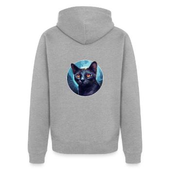 Chat bleu russe - Veste à capuche bio Premium Unisexe - gris chiné - Dos - Nico (187cm)