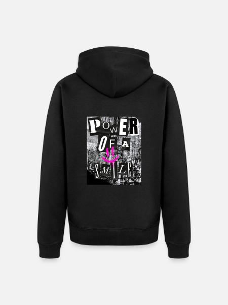 Die Kraft eines Lächelns - Unisex Premium Bio Zip Hoodie - Schwarz
