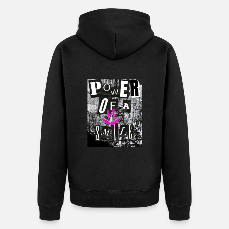 Die Kraft eines Lächelns - Unisex Premium Bio Zip Hoodie - Schwarz