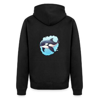 Orca - Unisex Premium Bio Zip Hoodie - Schwarz - Hinten - Nico (187cm)