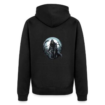 Sensenmann - Unisex Premium Bio Zip Hoodie - Schwarz - Hinten - Nico (187cm)