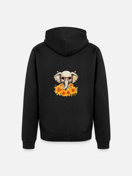 elefant sonnenblume - Unisex Premium Bio Zip Hoodie - Schwarz
