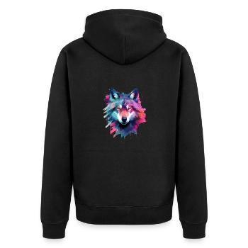 Wolf Galaxy - Unisex Premium Organic Zip Hoodie - black - Back - Nico (187cm)