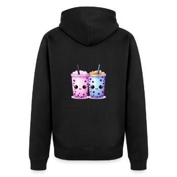 Kawaii Bubble Tea Boba Tea - Unisex Premium Organic Zip Hoodie - black - Back - Nico (187cm)
