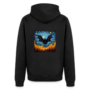 Bat, Van Gogh, Starry Night, Animal - Unisex Premium Organic Zip Hoodie - black - Back - Nico (187cm)