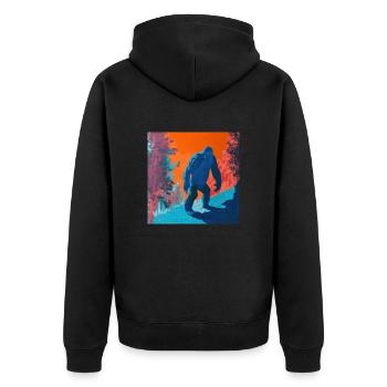 BigFoot, big foot, sasquatch - Unisex Premium Bio Zip Hoodie - Schwarz - Hinten - Nico (187cm)