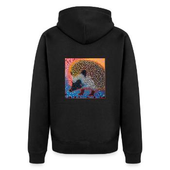 igel, bunt, tier, geschenk, geschenkidee - Unisex Premium Bio Zip Hoodie - Schwarz - Hinten - Nico (187cm)