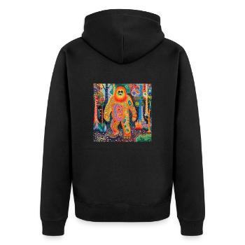 BigFoot, big foot, sasquatch - Unisex Premium Bio Zip Hoodie - Schwarz - Hinten - Nico (187cm)