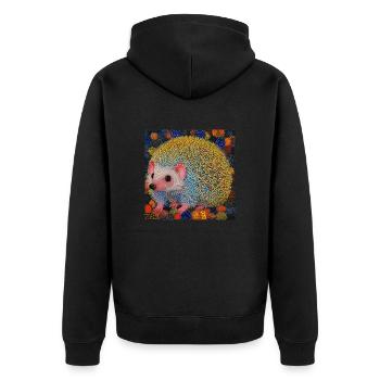 igel, bunt, tier, geschenk, geschenkidee - Unisex Premium Bio Zip Hoodie - Schwarz - Hinten - Nico (187cm)