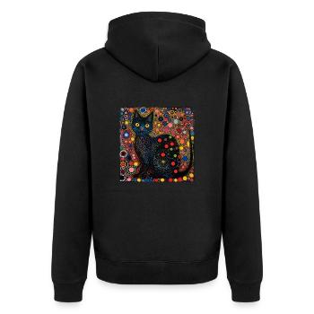 schwarze katze, katzen, bunt, tier, geschenk - Unisex Premium Bio Zip Hoodie - Schwarz - Hinten - Nico (187cm)
