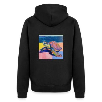 turtle, colorful, animal, gift, gift idea - Unisex Premium Organic Zip Hoodie - black - Back - Nico (187cm)