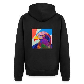 adler, vogel, bunt, tier, geschenk, geschenkidee - Unisex Premium Bio Zip Hoodie - Schwarz - Hinten - Nico (187cm)