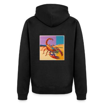 scorpion, bunt, tier, geschenk, geschenkidee - Unisex Premium Bio Zip Hoodie - Schwarz - Hinten - Nico (187cm)