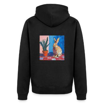 hase, kaninchen, bunt, tier, geschenk - Unisex Premium Bio Zip Hoodie - Schwarz - Hinten - Nico (187cm)