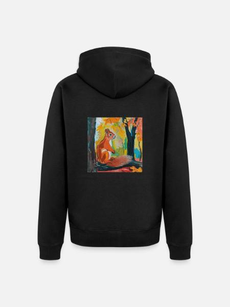eichhörnchen, bunt, tier, geschenk, geschenkidee - Unisex Premium Bio Zip Hoodie - Schwarz