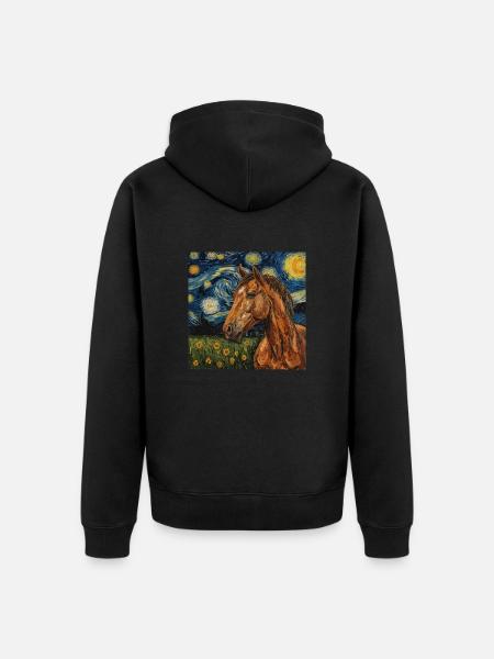 Pferd Van Gogh - Unisex Premium Bio Zip Hoodie - Schwarz