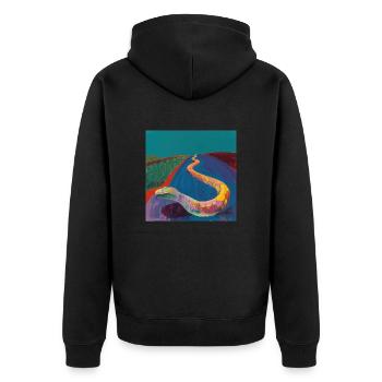 schlange, bunt, tier, geschenk, geschenkidee - Unisex Premium Bio Zip Hoodie - Schwarz - Hinten - Nico (187cm)