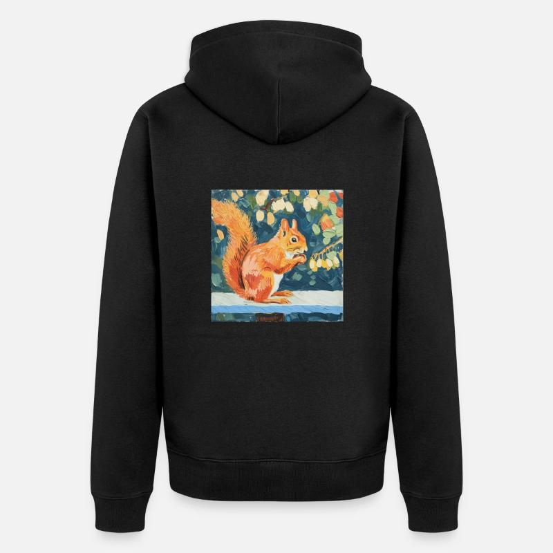 eichhörnchen, bunt, tier, geschenk, geschenkidee - Unisex Premium Bio Zip Hoodie - Schwarz
