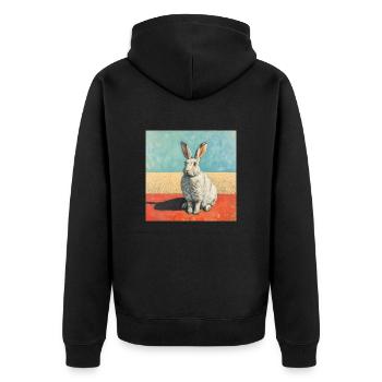hase, kaninchen, bunt, tier, geschenk - Unisex Premium Bio Zip Hoodie - Schwarz - Hinten - Nico (187cm)