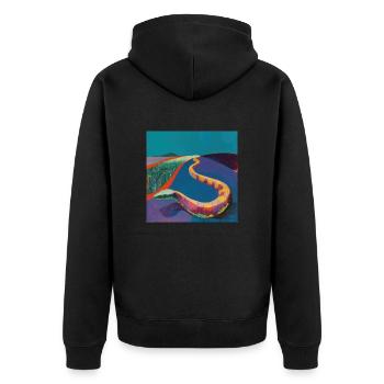 schlange, bunt, tier, geschenk, geschenkidee - Unisex Premium Bio Zip Hoodie - Schwarz - Hinten - Nico (187cm)