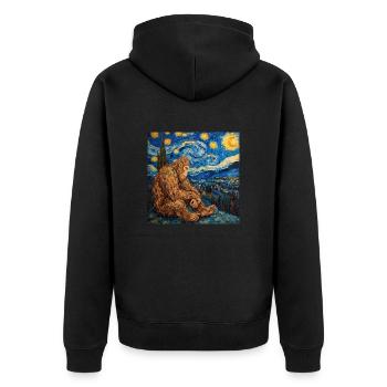 bigfoot, big foot, van gogh, sternenacht - Unisex Premium Bio Zip Hoodie - Schwarz - Hinten - Nico (187cm)