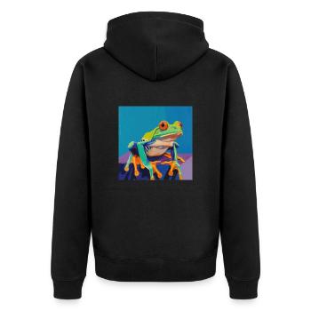 Frog, Colorful, Animal - Unisex Premium Organic Zip Hoodie - black - Back - Nico (187cm)