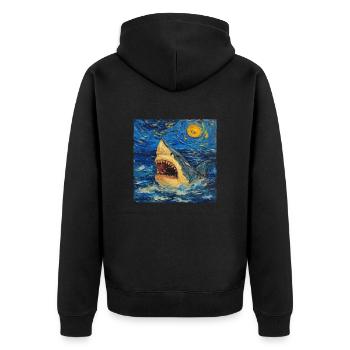 Shark, Shark, Fish, Van Gogh, Starry Night - Unisex Premium Organic Zip Hoodie - black - Back - Nico (187cm)