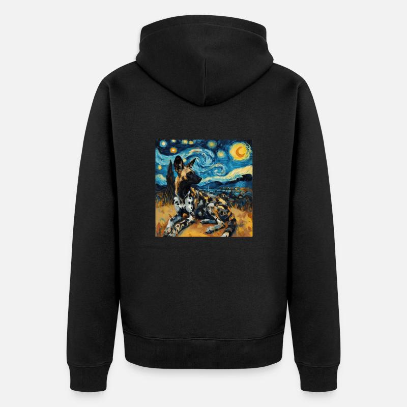 Hyène, Van Gogh, Nuit étoilée - Veste à capuche bio Premium Unisexe - noir