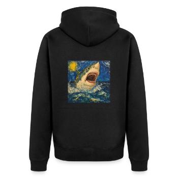 Shark, Shark, Fish, Van Gogh, Starry Night - Unisex Premium Organic Zip Hoodie - black - Back - Nico (187cm)