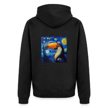 Toucan, Bird, Van Gogh, Starry Night - Unisex Premium Organic Zip Hoodie - black - Back - Nico (187cm)