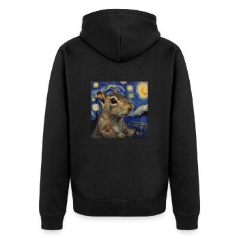 agouti, maus, ratte, van gogh, sternennacht - Unisex Premium Bio Zip Hoodie - Schwarz - Hinten - Nico (187cm)