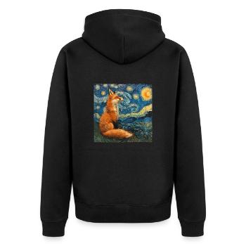 Renard, Renards, Van Gogh, Nuit étoilée - Veste à capuche bio Premium Unisexe - noir - Dos - Nico (187cm)