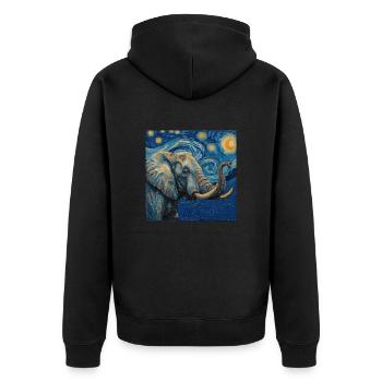 elefant, van gogh, sternennacht - Unisex Premium Bio Zip Hoodie - Schwarz - Hinten - Nico (187cm)