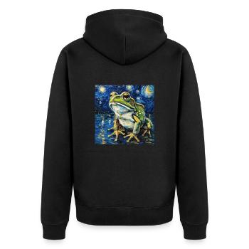 Frog, Animal, Van Gogh, Starry Night - Unisex Premium Organic Zip Hoodie - black - Back - Nico (187cm)