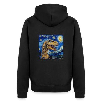 T-Rex, Dinosaur, Dino Animal, Van Gogh - Unisex Premium Organic Zip Hoodie - black - Back - Nico (187cm)