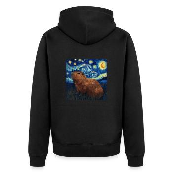 Capybara, Animal, Van Gogh, Nuit Étoilée - Veste à capuche bio Premium Unisexe - noir - Dos - Nico (187cm)