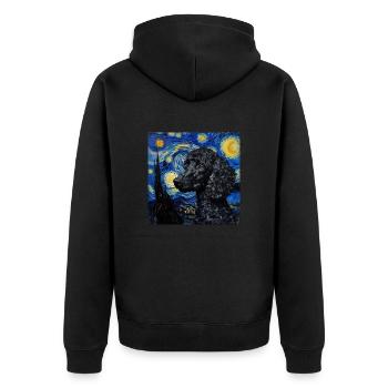 Caniche, Chien, Van Gogh, Nuit Étoilée - Veste à capuche bio Premium Unisexe - noir - Dos - Nico (187cm)