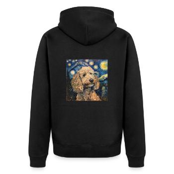 Caniche, Chien, Van Gogh, Nuit Étoilée - Veste à capuche bio Premium Unisexe - noir - Dos - Nico (187cm)