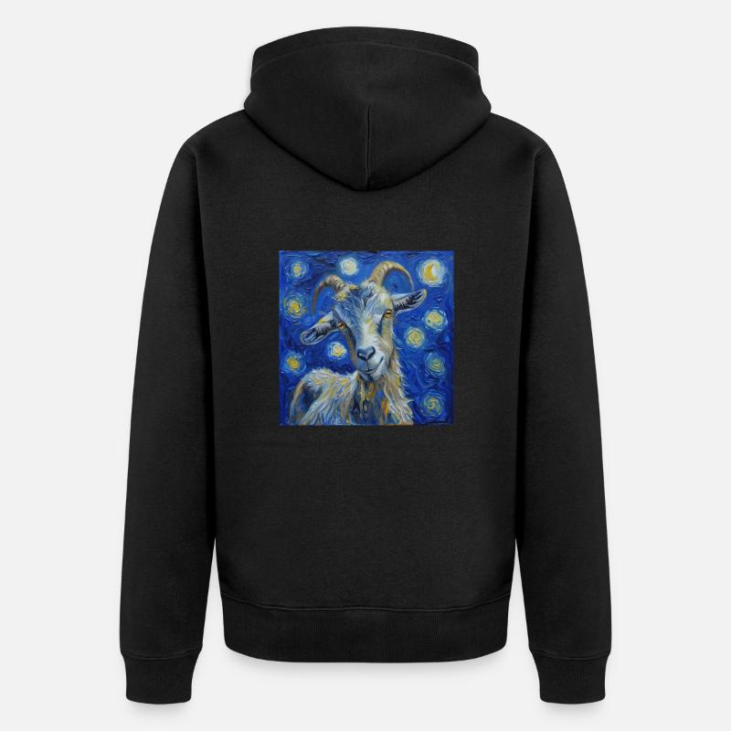 Chèvre Van Gogh Nuit étoilée - Veste à capuche bio Premium Unisexe - noir