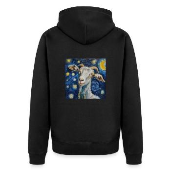 ziege, Van Gogh, Sternennacht - Unisex Premium Bio Zip Hoodie - Schwarz - Hinten - Nico (187cm)