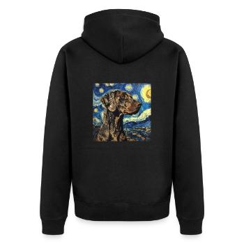 Braque allemand à poil court, chien, Van Gogh, Nuit étoilée - Veste à capuche bio Premium Unisexe - noir - Dos - Nico (187cm)