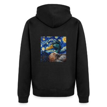 Duck, Animal, Van Gogh, Starry Night - Unisex Premium Organic Zip Hoodie - black - Back - Nico (187cm)