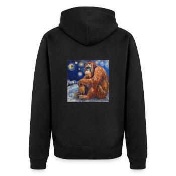 Orang-outan, singe, animal, Van Gogh, nuit étoilée - Veste à capuche bio Premium Unisexe - noir - Dos - Nico (187cm)