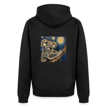 Koala, Van Gogh, Starry Night, Gift - Unisex Premium Organic Zip Hoodie - black - Back - Nico (187cm)