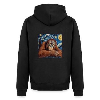 Orang-outan, singe, Van Gogh, nuit étoilée, cadeau - Veste à capuche bio Premium Unisexe - noir - Dos - Nico (187cm)
