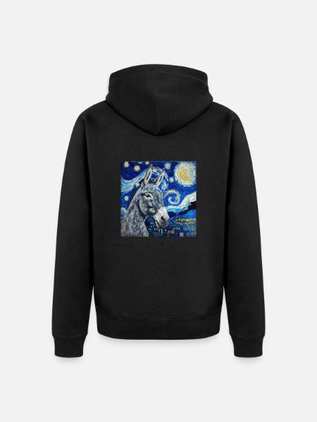 esel, van gogh, sternennacht, geschenk - Unisex Premium Bio Zip Hoodie - Schwarz